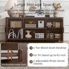 Joaxswe Farmhouse 55" Entertainment Center, Dark Walnut Tv Stand with Adjustable Shelves & 2 Door Storage,Wood Media Console Cabinet for TVs Up to 65 inches, Rustic Tv Stands for Living Room,Bedroom