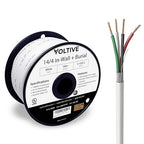 Voltive 14/4 Speaker Wire, in-Wall CL3 & Direct Burial, White, 100ft - 14AWG, 4 Conductors, Stranded Oxygen-Free Copper, UL Listed - V-1209-2