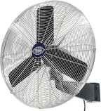 Global Industrial Commercial Wall Mount Fan, Fixed and Oscillating, 30" Diameter, 1/3 HP, 3 Speed, 8775 CFM at 1100 RPM, Tilting Head, For Indoor Use Only