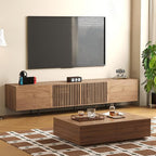 gaoyangjiaju Mid-Century Modern 94.48" TV Stand and Expandable Coffee Table Set, Large Walnut Entertainment Center with Storage for Living Room and Bedroom Furniture Decor