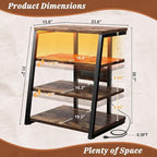 Armocity 4-Tier AV Media Stand with Power Strips, Stereo Stand with LED Lights, Audio Tower Rack with Adjustable Shelves, Small Entertainment Center, 30'', Rustic Brown