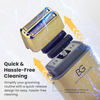 Electric Razor for Men Face with Double Titanium Foils, Professional Barber-Style shavers for Men, USB Rechargeable, Includes Cleaning Brush, Protective Cap & Pouch (Gold)