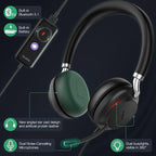 Yealink UH38 Bluetooth USB Wired Headset, Work Headset with Noise Cancelling Microphone, Teams Certified, Comfort Fit, Dual Connect for PC Computer & Mobile Devices, Dual Busylight