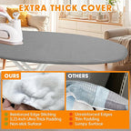 Ironing Board Cover and Pad, 18x49 Extra Wide Thick Iron Padding, Scorch & Stain Resistant Ironing board cover, Heavy Duty Iron Board Padded with Adjustable Fasteners Durable Elastic Edge, Grey