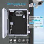 Akwscyby Outdoor Electrical Box, Waterproof Electrical Junction Box IP65 ABS Plastic Enclosure with Fan & Thermostat, Mounting Plate and Hinged Lid (15.7" H x 11" L x 5.9" W)