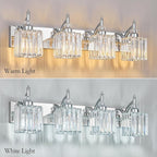 BBLLWJ Modern Bathroom Vanity Light 4-Light Chrome Crystal Light Fixtures Over Mirror for Bathroom Wall Sconce