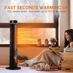 Air Choice 36" Tower Space Heater for Large Room, 1500W PTC Electric Fireplace Heater, Adjustable Thermostat, 4 Modes, 3D Flame,12H Timer, Oscillation, Remote, Heater for Indoor Use, Bedroom, Office