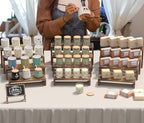 2 Set Large Wooden Tiered Risers Display Stands for Vendor Events,Stackable Wooden Cupcake Display Stand,Farmhouse Decor Wood Dessert Table Display Set,Vendor Booth Display Items,Food Display Risers for Party（12-11.2-10.4-9.6IN）