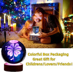 Conalisk 3D Four-Leaf Clover Crystal Ball Lamp,Lifelike 3D LED Clover Night Light,16 Colors Changing Light,Dimmable Remote Control,Clover Lamp Gift (Four-Leaf Clover)
