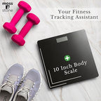 Moss & Stone Black Digital Bathroom Scale for Body Weight, Smart Step-On Technology, Backlit LCD Display, High Accuracy Weight Scale 400lb/180kg, Glass Slim Design, Auto On/Off, Home Use