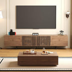 NessCarsti Mid-Century Modern TV Stand & Expandable Coffee Table Set, Walnut Finish, Stylish Storage Combo for Living Room or Bedroom (94.48“TV Stand+Coffee Table)