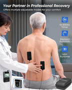 KingPavonini 4-IN-1 TENS Unit Muscle Stimulator, DIY & TENS & EMS & MASS, Dual-Channel 40 Intensities TENS Machine, Muscle Stimulator for Pain Relief Therapy Sciatica Back Pain, 12 Pads (Model: B2501)
