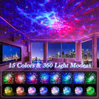Galaxy Projector for Bedroom, 15 Colors Star Projector for Kids Night Light for Kids, 15 White Noise Sound Machine with Light Galaxy Light Projector for Bedroom, Remote Ceiling Star Lights for Bedroom