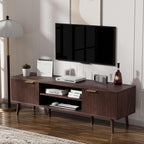 SHGJ&SOFT Storable TV Stand 65 Inch,Mid Century Modern TV Console Two Cabinet Doors with Open Partition in The Middleby by Wooden for Living Room,Bedroom. (Brown, 1PC)