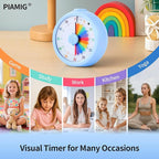 PIAMIG Visual Timer, 60-Minute Countdown Timer for Kids and Adults with Adjustable Volume, Rainbow Design Time Management Tools with Silent Operation, Suitable for Classroom, Office and Home (Blue)