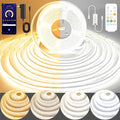 Pandery COB LED Strip Light,CCT Dimmable Strips Light,2700K-6500K,32.8ft/10m,8mm Wide,CRI90+ 24V LED Strips Kit with Bluetooth APP Control/Music Mode,for Bedroom,Kitchen,DIY Lighting