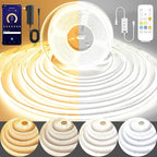 Pandery COB LED Strip Light,CCT Dimmable Strips Light,2700K-6500K,16.4ft/5m,8mm Wide,CRI90+ 24V LED Strips Kit with Bluetooth APP Control/Music Mode,for Bedroom,Kitchen,DIY Lighting