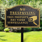 Morgtta No Trespassing - This Property Has Video Surveillance,Home Security Camera Sign with Stakes, Heavy Duty Material, Embossed Letters, 11.5"×7.5” with 31.5" Post and Upgraded Stainless Screws