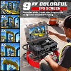 HBUDS Sewer Camera, Self Leveling Drain Camera 165ft with Meter Counter, 7mm Thick Cable, 9" HD Screen 1080P Plumbing Cameras Snake with Light, 5100mAh Battery Duct Pipe Video Inspection Cam DVR 32GB