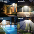daphino 2500LM Solar Lights Outdoor with Motion Sensor,3 Head 270° Wide Angle Street Area Lights,IP65 Waterproof Security Lighting with 3 Modes(Non-Remote,1 Pcs)