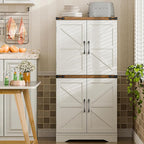Farmhouse Floor Storage Cabinet with Adjustable Shelves, Rustic Style for Bathroom, Kitchen, Living Room