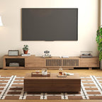 gaoyangjiaju Mid-Century Modern Expandable Coffee Table & TV Stand Set, Walnut Finish – Elegant Storage Combo for Living Room, Bedroom, or Lounge (78.54“ to 103" TV Stand+Coffee Table)