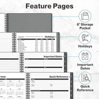 Dunwell 2026 Planner Book 8.5x11, Weekly Monthly Calendar, Jan to Dec, Large Daily Organizer with Laminated Tabs, Bookmark, Notes Section & Stickers