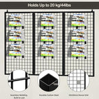 ztysn 3pcs Grid Wall Panels Display Stand -Wire Grid Hanging Rack with 30 Hooks, Freely Assembled Art Display Panels/Workshop Wall Mount Storage Rack Garage Organization