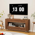 Vavkorkula TV Stand for 65 Inch with 2 Large Drawers & Hidden Storage Cabinets, Modern Farmhouse Entertainment Center Television Stands for Living Room Bedroom, Walnut