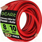 GEARit 8 Gauge Wire (10ft - Red Translucent) Copper Clad Aluminum CCA - Primary Automotive Wire Power/Ground, Battery Cable, Car Audio Speaker, RV Trailer, Amp, Electrical 8ga AWG 10 Feet