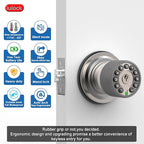 iulock Smart Door Knob with Keypad and Key,Keyless Entry Door Lock with Rubber Grip, Auto Lock,50 User Code,Waterproof, Easy to Install and Program for Bedroom Garage Office Gate (Satin Nickel)