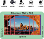 CLPA Fibonacci Viewfinder Set: Fibonacci Matrix, Grid, Spiral, and Diagonals for Art, Photography, & Video