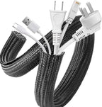 AGPTEK Cable Sleeve Cover, 20ft - 1 inch Desk Cord Organizer Cable Hider, Home Office Wire Management Computer TV Wire Loom Tubing, Pet Proof Cord Protector, from Cat Dog Chewing, Black