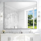 40x48inch Silver Bathroom Mirror, Silver Rectangle Mirror with Frame, Large Rectangular Wall Mirrors for Bathroom, Living Room, Hair Salon, Big Farmhouse Mirror Hang Horizontal/Vertical