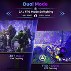 Amzfast 27’‘ 4K Gaming Monitor HDR 400, UHD 160Hz 144Hz | FHD 320Hz 300Hz Dual Mode PC Monitor, Built-in Speakers 1ms Fast IPS, 126% sRGB PIP/PBP, HDMI 2.1 x 2 & DP 1.4 x 2, Height Adjustment, VESA