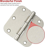 24 Pack Interior Satin Door Hinges Brushed Nickel 3.5 Inch x 3 1/2" 5/8" Rudius Rounded Heavy Duty Metal Iron Hinge 3 ½ Bifold Standard Doors Hardware Fittings for Flat,Bed/Storage/Basement Room