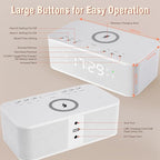 Dual Alarm Clock Radio Bedroom, Digital Alarm Clocks Bedrooms Bluetooth, Up to 10 Bedroom Alarms Clock White Noise 23 Soothing Sounds App/Button Control Snooze 12/24H FM Speaker Charging, White