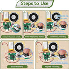 2PCS Customize Recording Module with LED Strip DIY Music Voice Recording Module Chip with Speaker,Type-C Cable,Capability16 Minutes Music for Personalized Greetings, Holiday Crafts Cards with Manual