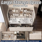32IN Bathroom Vanity - Smart Defogging Mirror Cabinet | Waterproofing Technology & Wave Shaped Door Panel, Floating Bathroom Vanities with Large Storage Space (Mirror Cabinet)