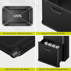 EKO Vintage 50L / 13.2 Gallon Motion Sensor Trash Can, Dual Compartment 32L + 18L Stainless Steel Kitchen Garbage Bin, Touchless Automatic Waste & Recycling Bin with Lid for Home Office, Matte Black