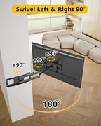 48'' Extension Extra Long Arm TV Wall Mount with Power Strip, Heavy Duty Full Motion TV Wall Mount for 37 to70,75,77,80,85'' Screens, Max VESA 600x400mm, Hold 110 lbs, 16''-24'' Wood Studs