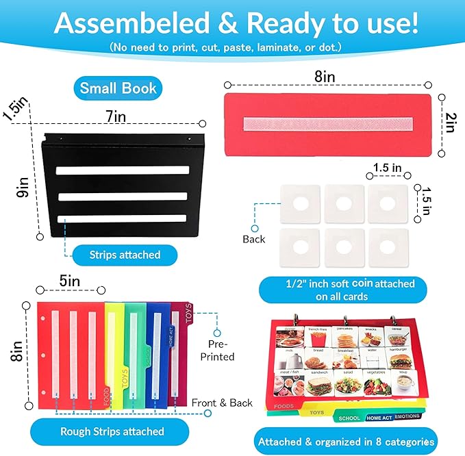 Visual Communication Book,162 ASD Photo Picture Cards: Autism Language Vocabulary, Speech Articulation Therapy, ADHD & Aprexia Learning (English Laminate Real Photo Book, Small)