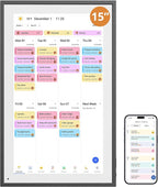 Digital Calender 15.6 Inch Smart Wall Calender, Touchscreen Electronic Calender Planner for 2025 Family Chore Chart Rewards and Schedules, Interactive Display, APP Access, Wall Mount or Stand