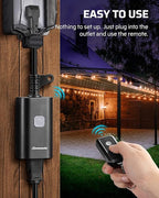 DEWENWILS Outdoor Remote Control Outlet, 15A Wireless Remote Control Switch, 100FT Control Range & 14AWG SJTW Power Cord, Weatherproof for Outdoor Appliances, 1 Remote Control+3 Outlets