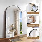 GLASHOM Arched Bathroom Mirror, 55"x30" Black Arched Mirror for Bathroom, Wall Mounted Mirror, Black Vanity Wall Mirror Metal Frame for Bedroom, Entryway, Living Room, Vertically Hanging