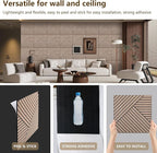 ARMURO 4 Packs Acoustic Wall Panels - Self-Adhesive 3D Wood Slat Wall Panel- Peel and Stick Sound Absorbing Panels for Noise Reducing - Feature Wall Decor for Home & Office