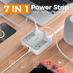 TESSAN Short Extension Cord, 1 Ft Ring Pull Surge Protector Power Strip with Multiple Outlets, 3 USB (1 USB C) 4 Outlets, 900J Surge Protection, Desktop Charging Station for Home, Office, Dorm Room