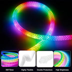 maylit 360 Degree Luminous Reticulate Weave Rope Lights, 25ft Addressable ICRGB LED Strip Lights, Music Sync, DIY Design, USB Powered Flexible LED Lights for Gaming Room Living Bedroom Wall Decor