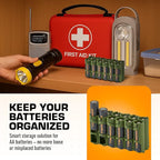 AA Battery Storage Caddy by Storacell, Military Green, Holds 12 Batteries (Not included)