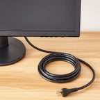 Amazon Basics PC Power Cord, 10 feet, AC Power Cord for Monitor, Computer, TV, 3 Prong, 18 AWG, 125 Volts, Black